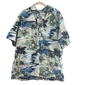 Vintage Hawaiian Men's Button Down Bishop St 100% Cotton Made in Hawaii Shirt-XL